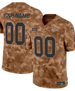 Alternative view of Kansas City Chiefs Nike 2024 Salute to Service Vapor Custom Limited Stitched Jersey - Gray