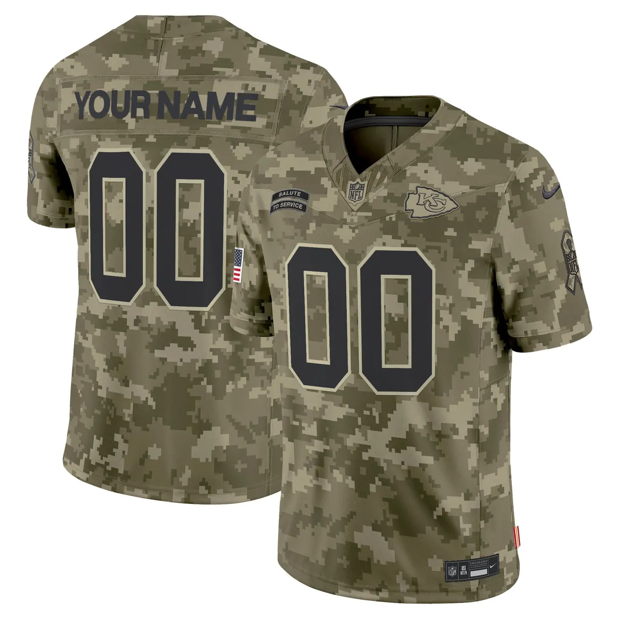 Kansas City Chiefs Nike 2024 Salute to Service Vapor Custom Limited Stitched Jersey - Gray - Image 3