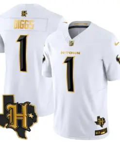 Houston Texans Nike 2024 Texas Patch Gold Vapor Limited Stitched Jersey - Black - Image 26