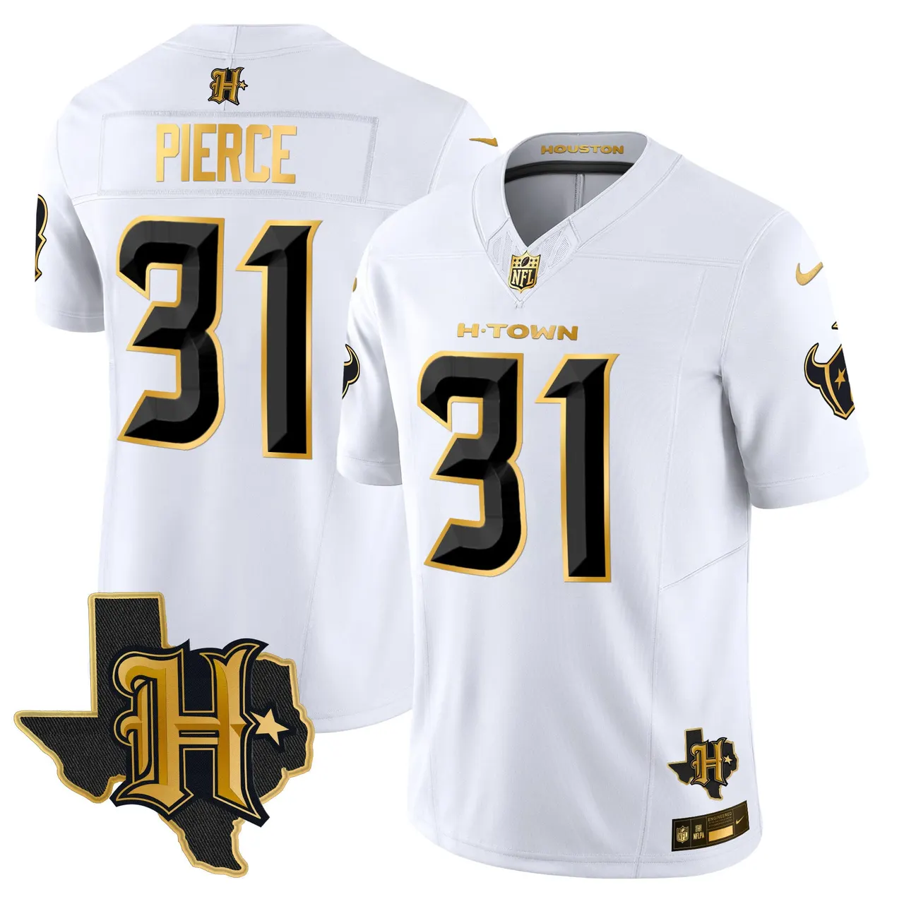 Houston Texans Nike 2024 Texas Patch Gold Vapor Limited Stitched Jersey - Black - Image 30