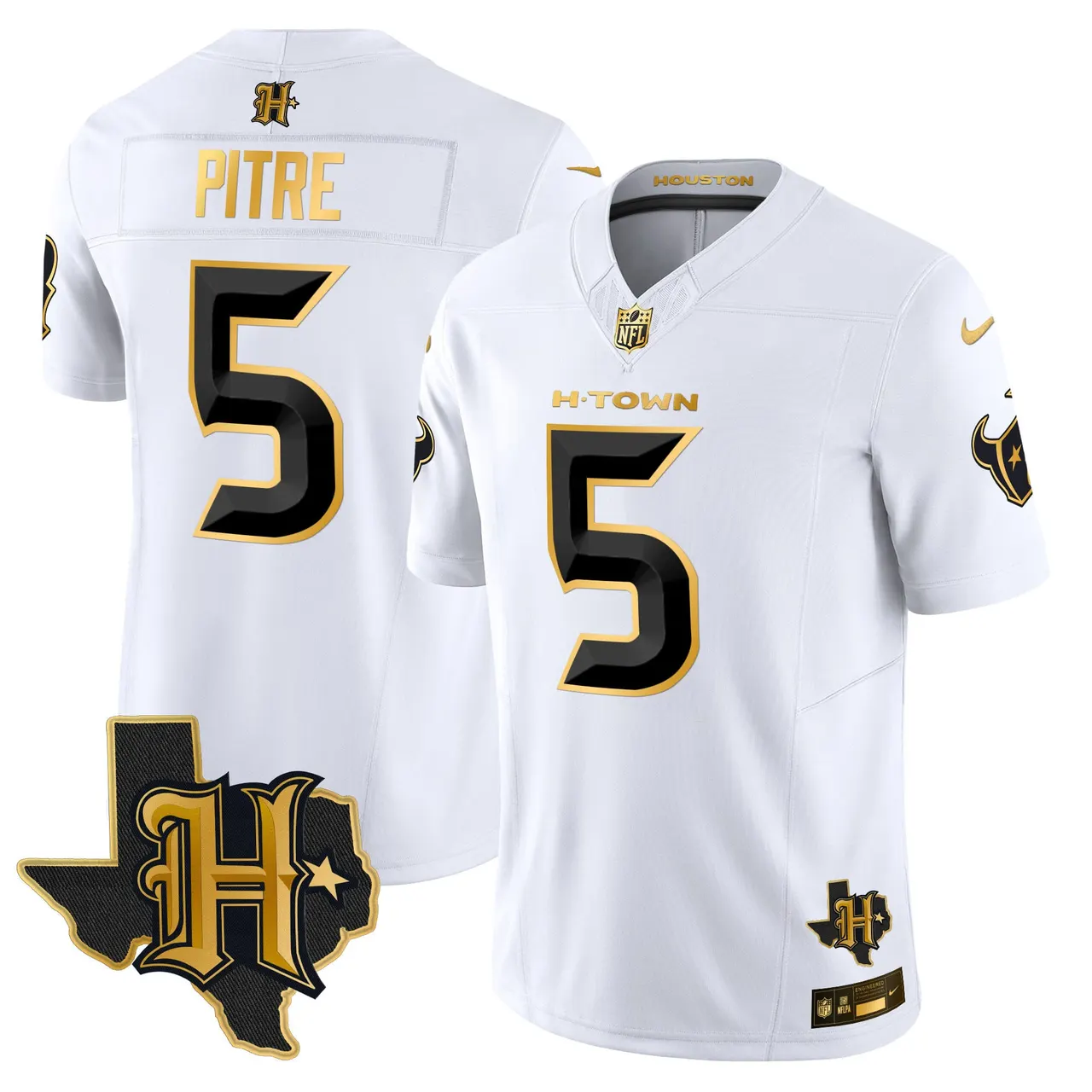 Houston Texans Nike 2024 Texas Patch Gold Vapor Limited Stitched Jersey - Black - Image 32