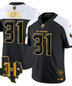 Houston Texans Nike 2024 Texas Patch Gold Vapor Limited Stitched Jersey - Black - Image 6