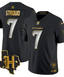 Houston Texans Nike 2024 Texas Patch Gold Vapor Limited Stitched Jersey - Black - Image 9