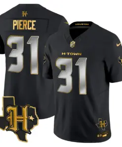 Houston Texans Nike 2024 Texas Patch Gold Vapor Limited Stitched Jersey - Black - Image 14