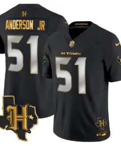 Houston Texans Nike 2024 Texas Patch Gold Vapor Limited Stitched Jersey - Black - Image 15