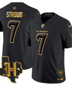 Houston Texans Nike 2024 Texas Patch Gold Vapor Limited Stitched Jersey - Black - Image 17