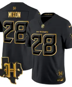 Houston Texans Nike 2024 Texas Patch Gold Vapor Limited Stitched Jersey - Black - Image 19