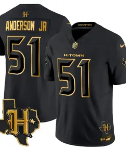 Houston Texans Nike 2024 Texas Patch Gold Vapor Limited Stitched Jersey - Black - Image 23