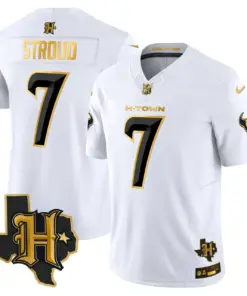 Houston Texans Nike 2024 Texas Patch Gold Vapor Limited Stitched Jersey - Black - Image 25