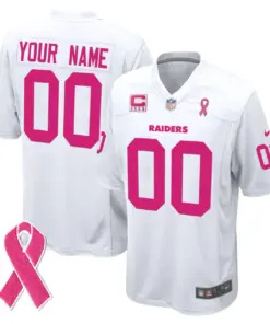 Breast Cancer Las Vegas Raiders Nike Custom Stitched Jersey - White