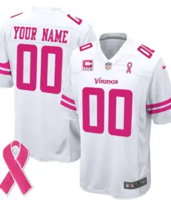 Breast Cancer Minnesota Vikings Nike Custom Stitched Jersey - White