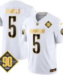 Washington Commanders Nike 90th Anniversary Patch Gold Vapor Limited Stitched Jersey - Black - Image 15