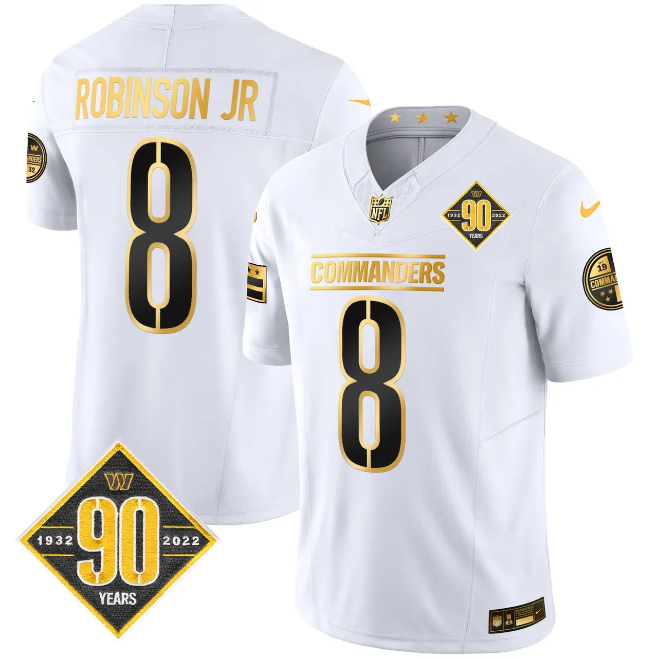 Washington Commanders Nike 90th Anniversary Patch Gold Vapor Limited Stitched Jersey - Black - Image 16