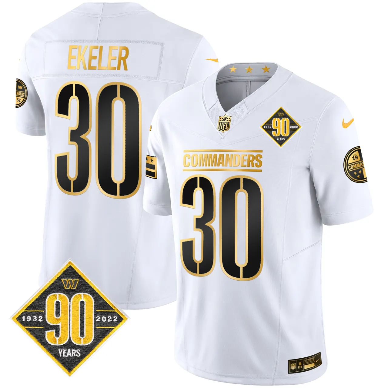 Washington Commanders Nike 90th Anniversary Patch Gold Vapor Limited Stitched Jersey - Black - Image 17
