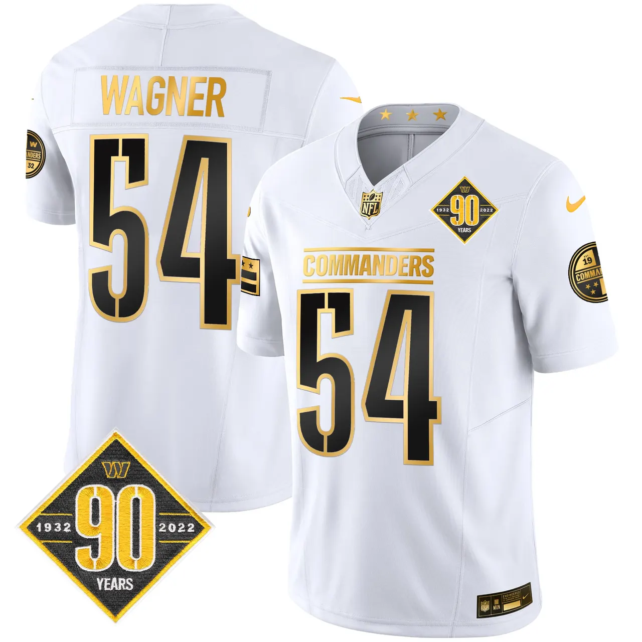 Washington Commanders Nike 90th Anniversary Patch Gold Vapor Limited Stitched Jersey - Black - Image 18