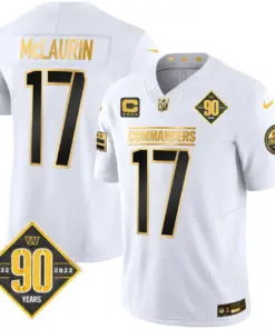 Washington Commanders Nike 90th Anniversary Patch Gold Vapor Limited Stitched Jersey - Black - Image 19