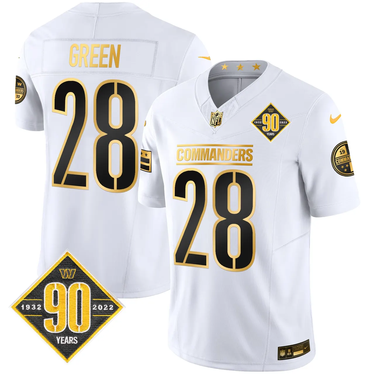 Washington Commanders Nike 90th Anniversary Patch Gold Vapor Limited Stitched Jersey - Black - Image 21