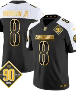 Washington Commanders Nike 90th Anniversary Patch Gold Vapor Limited Stitched Jersey - Black - Image 23
