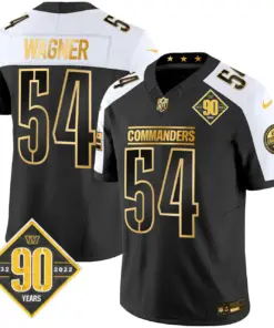 Washington Commanders Nike 90th Anniversary Patch Gold Vapor Limited Stitched Jersey - Black - Image 25