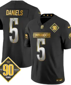 Washington Commanders Nike 90th Anniversary Patch Gold Vapor Limited Stitched Jersey - Black
