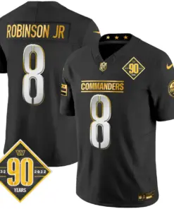 Alternative view of Washington Commanders Nike 90th Anniversary Patch Gold Vapor Limited Stitched Jersey - Black