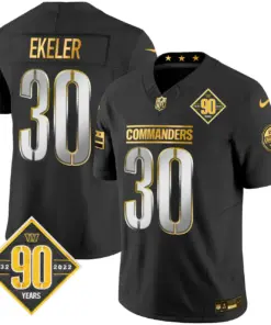 Washington Commanders Nike 90th Anniversary Patch Gold Vapor Limited Stitched Jersey - Black - Image 3
