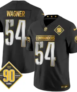 Washington Commanders Nike 90th Anniversary Patch Gold Vapor Limited Stitched Jersey - Black - Image 4