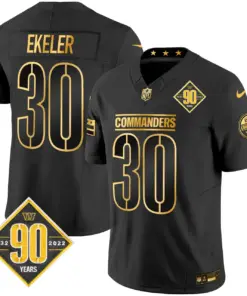 Washington Commanders Nike 90th Anniversary Patch Gold Vapor Limited Stitched Jersey - Black - Image 10