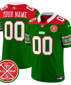 Alternative view of San Francisco 49ers Nike 2024 Christmas Vapor Custom Limited Stitched Jersey - Red