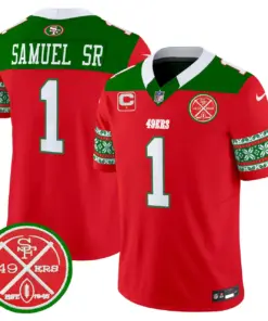 San Francisco 49ers Nike 2024 Christmas Vapor Limited Stitched Jersey - Red - Image 3