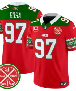 San Francisco 49ers Nike 2024 Christmas Vapor Limited Stitched Jersey - Red - Image 7