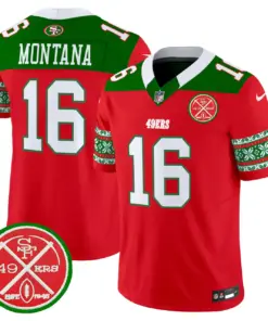 San Francisco 49ers Nike 2024 Christmas Vapor Limited Stitched Jersey - Red - Image 8