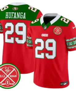 San Francisco 49ers Nike 2024 Christmas Vapor Limited Stitched Jersey - Red - Image 10