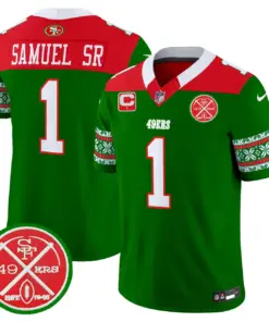 San Francisco 49ers Nike 2024 Christmas Vapor Limited Stitched Jersey - Red - Image 13