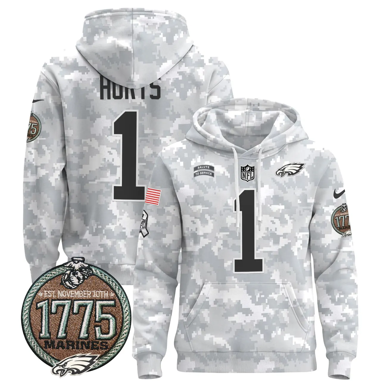 Saquon Barkley Philadelphia Eagles Nike 2024 Salute to Service Establishment Year Patch Pullover Hoodie - White - Image 3