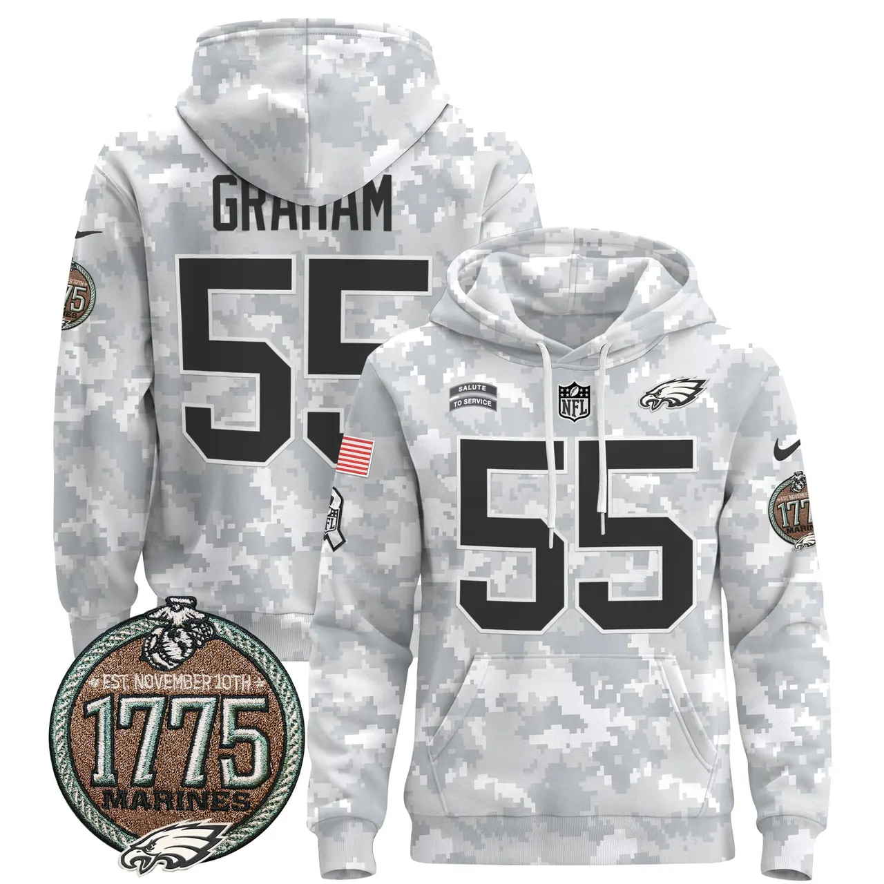 Saquon Barkley Philadelphia Eagles Nike 2024 Salute to Service Establishment Year Patch Pullover Hoodie - White - Image 7