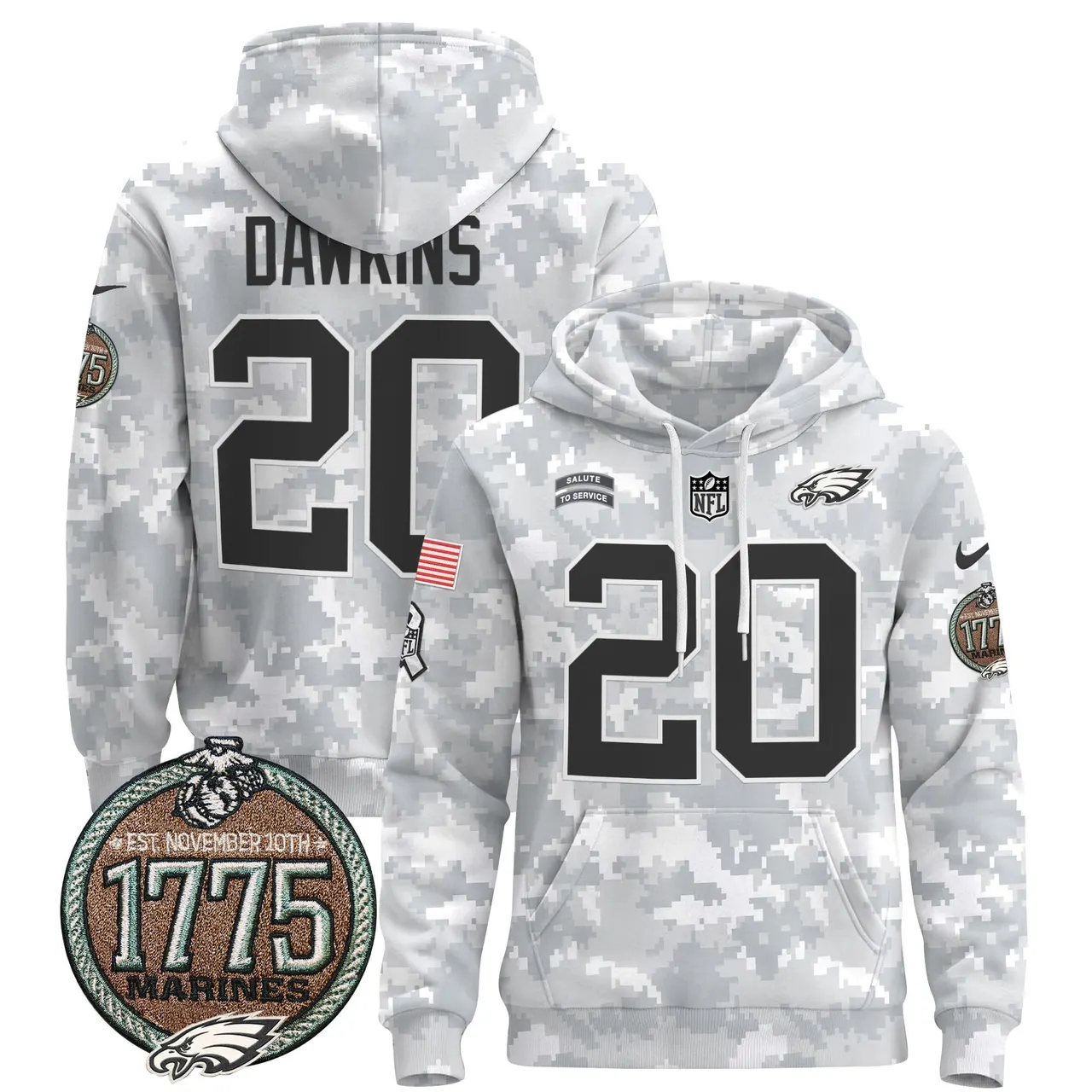 Saquon Barkley Philadelphia Eagles Nike 2024 Salute to Service Establishment Year Patch Pullover Hoodie - White - Image 8