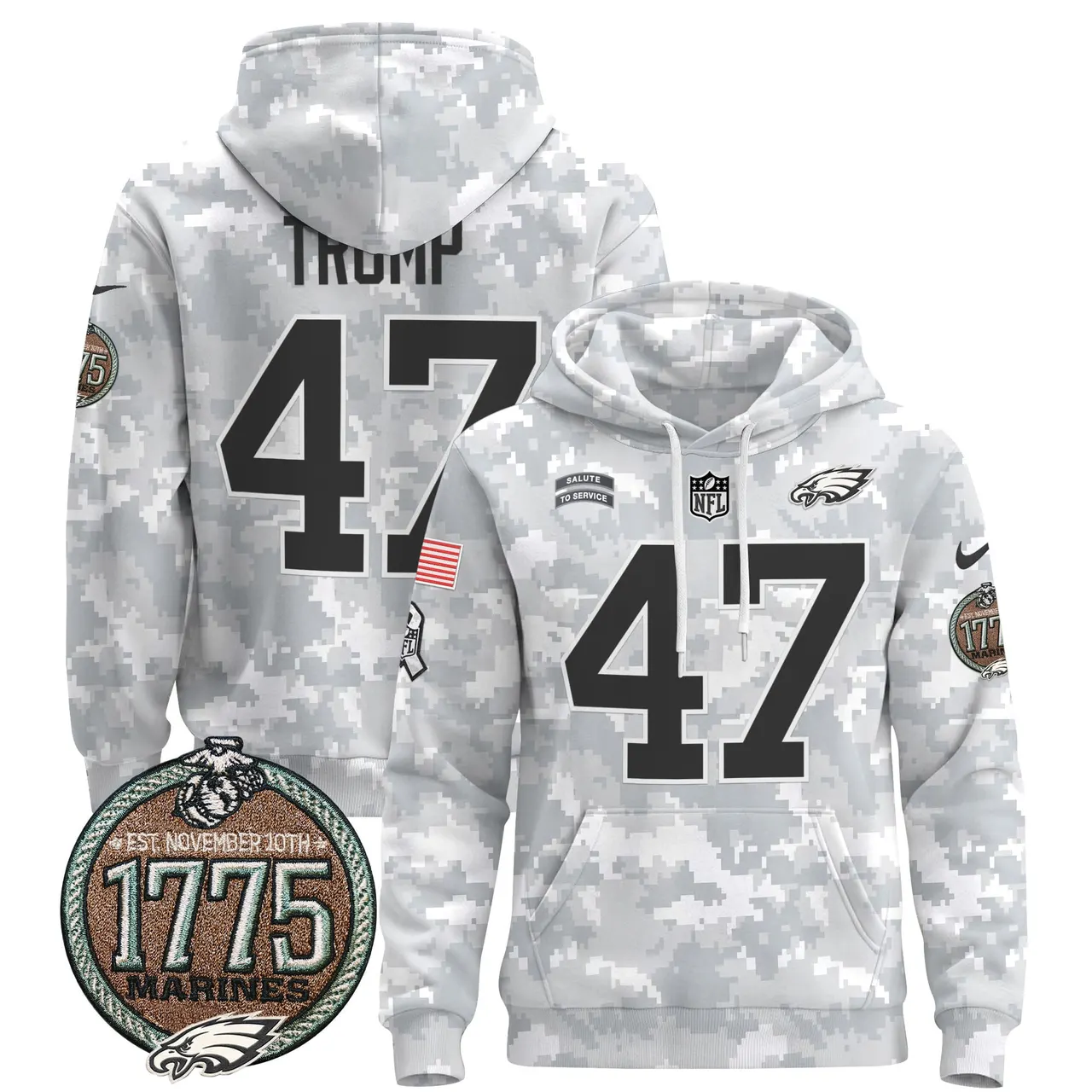 Saquon Barkley Philadelphia Eagles Nike 2024 Salute to Service Establishment Year Patch Pullover Hoodie - White - Image 9