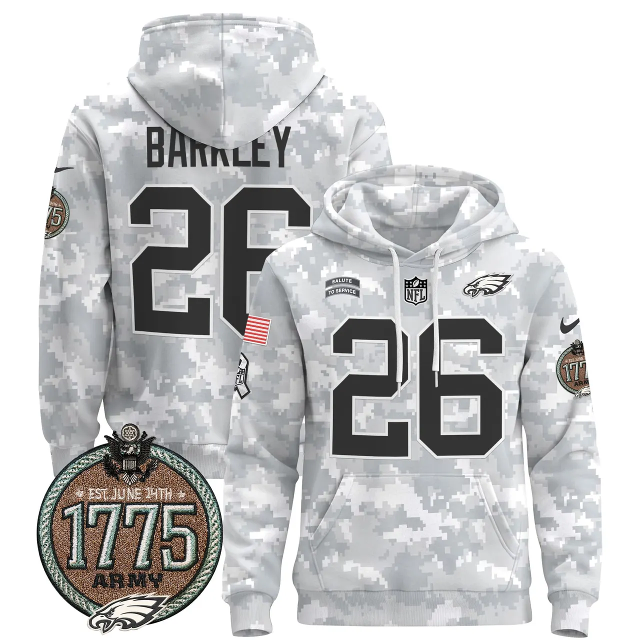 Saquon Barkley Philadelphia Eagles Nike 2024 Salute to Service Establishment Year Patch Pullover Hoodie - White - Image 10