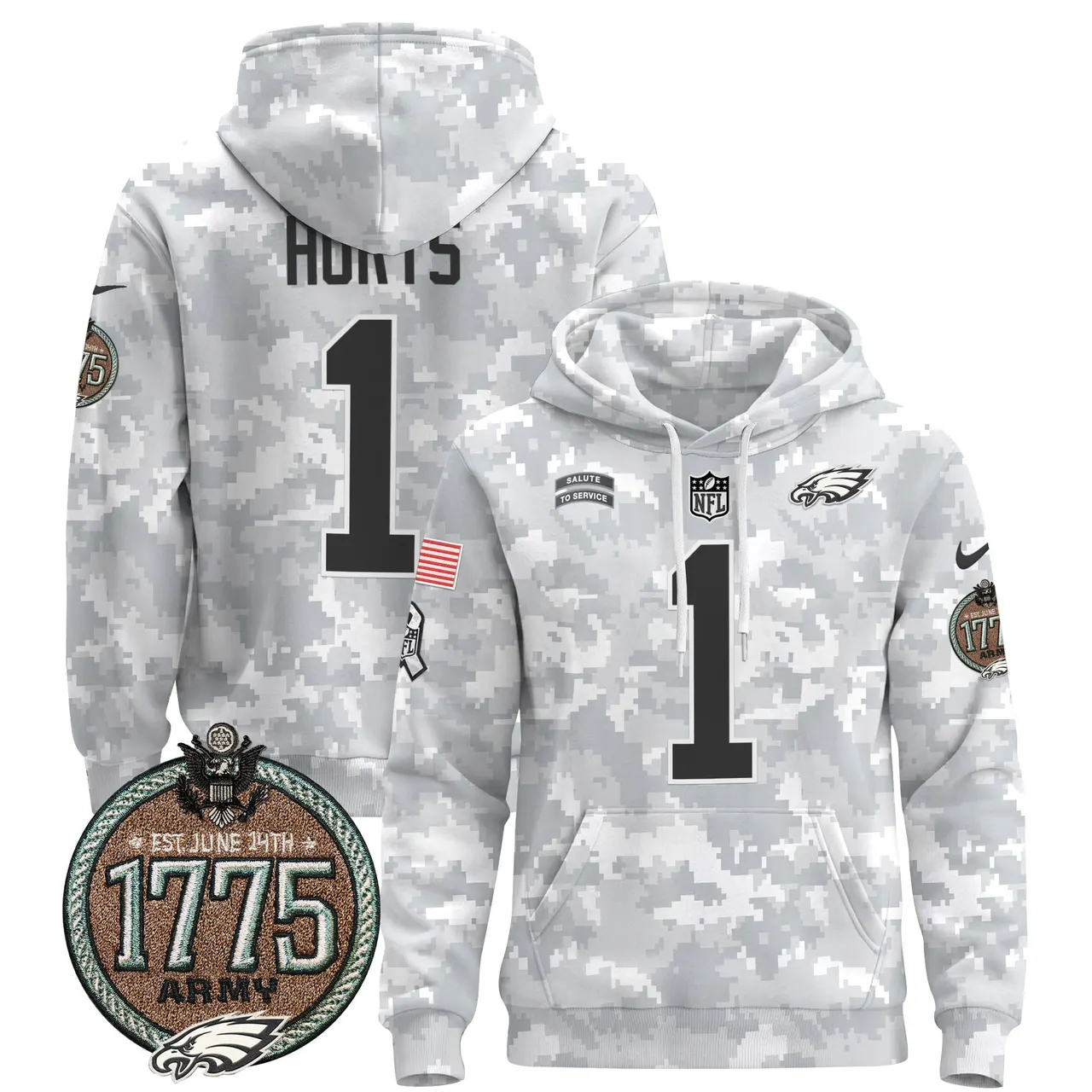 Saquon Barkley Philadelphia Eagles Nike 2024 Salute to Service Establishment Year Patch Pullover Hoodie - White - Image 12