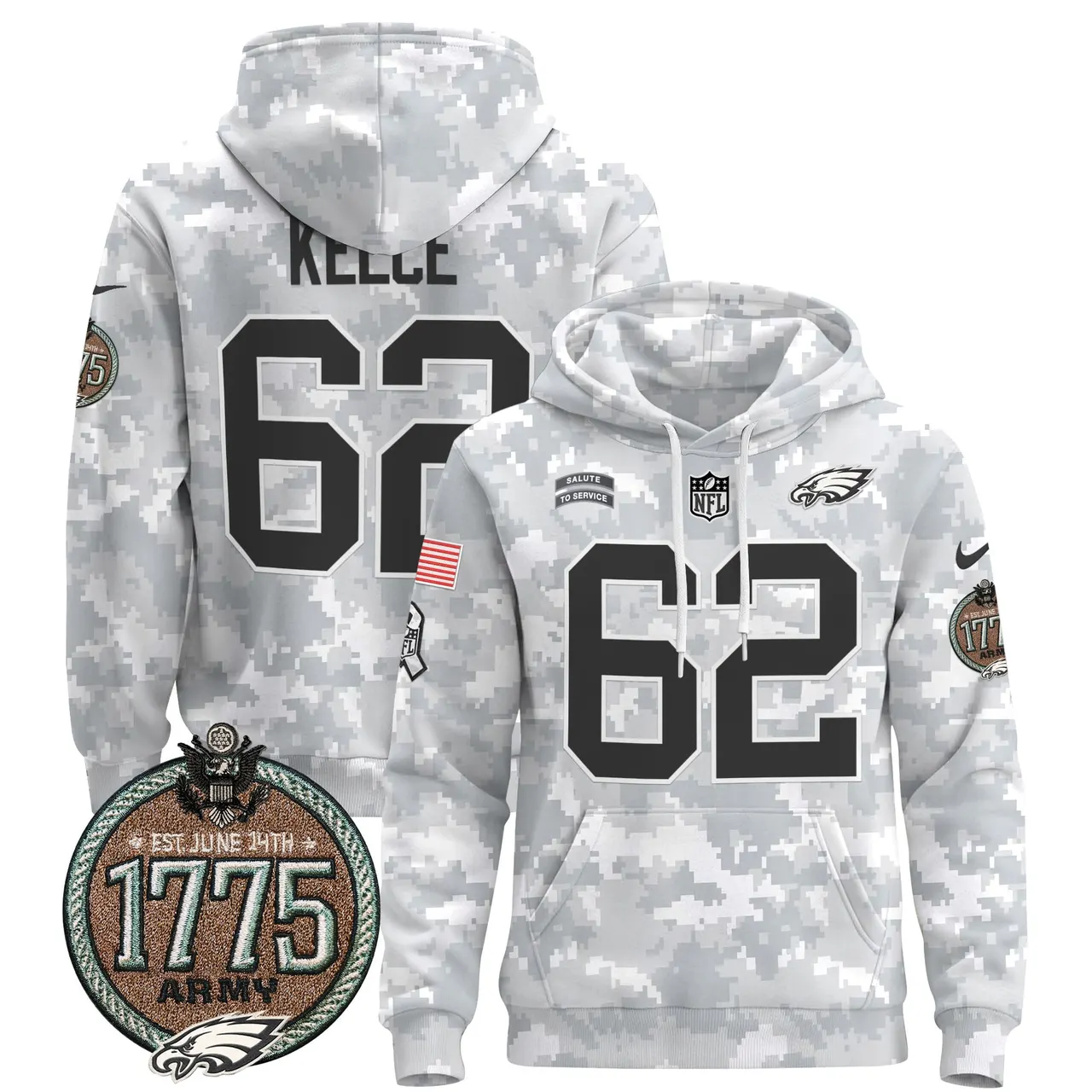 Saquon Barkley Philadelphia Eagles Nike 2024 Salute to Service Establishment Year Patch Pullover Hoodie - White - Image 13