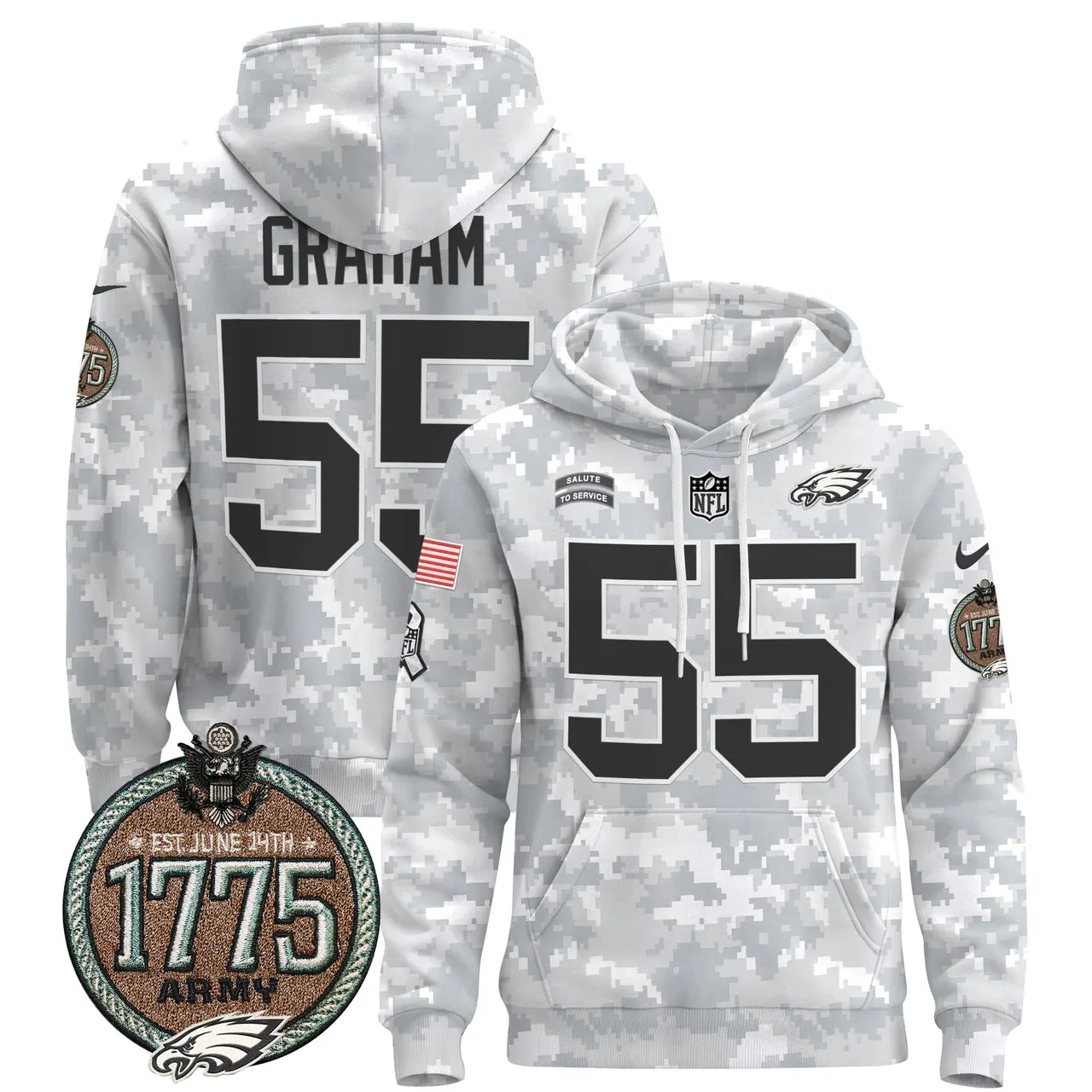 Saquon Barkley Philadelphia Eagles Nike 2024 Salute to Service Establishment Year Patch Pullover Hoodie - White - Image 16