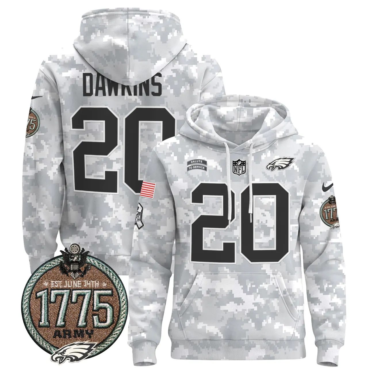 Saquon Barkley Philadelphia Eagles Nike 2024 Salute to Service Establishment Year Patch Pullover Hoodie - White - Image 17
