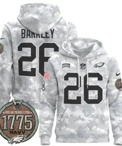 Saquon Barkley Philadelphia Eagles Nike 2024 Salute to Service Establishment Year Patch Pullover Hoodie - White - Image 19