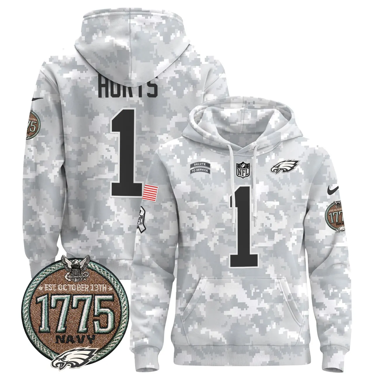 Saquon Barkley Philadelphia Eagles Nike 2024 Salute to Service Establishment Year Patch Pullover Hoodie - White - Image 21