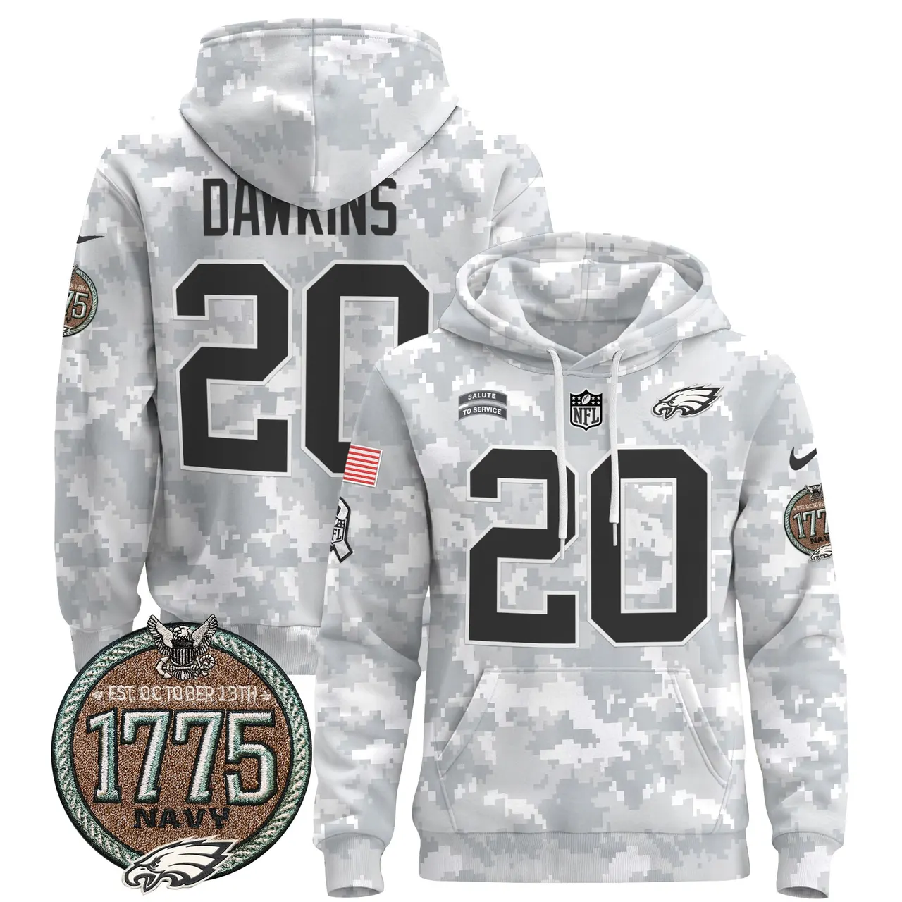 Saquon Barkley Philadelphia Eagles Nike 2024 Salute to Service Establishment Year Patch Pullover Hoodie - White - Image 26