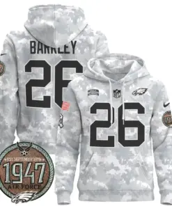 Saquon Barkley Philadelphia Eagles Nike 2024 Salute to Service Establishment Year Patch Pullover Hoodie - White - Image 28