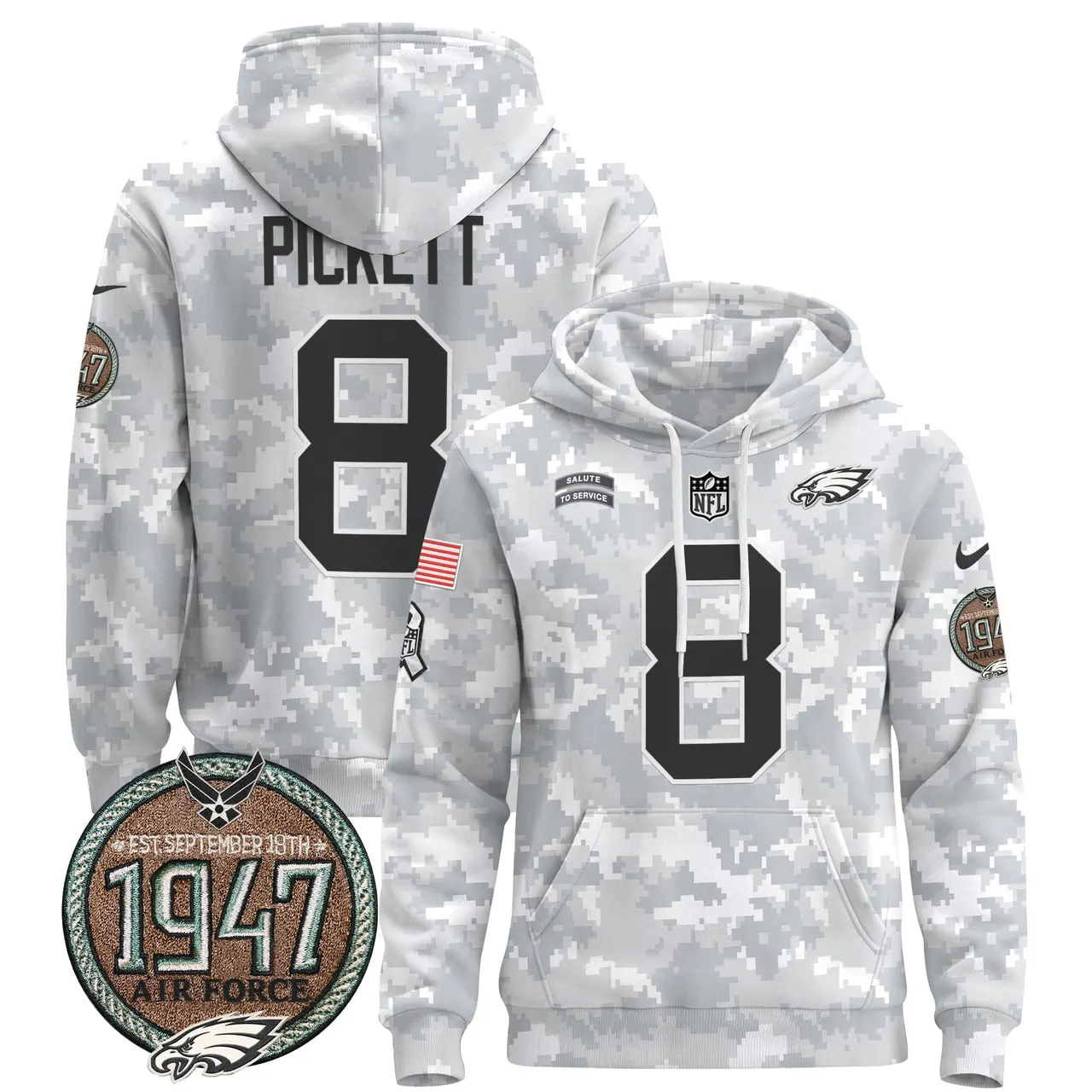 Saquon Barkley Philadelphia Eagles Nike 2024 Salute to Service Establishment Year Patch Pullover Hoodie - White - Image 29