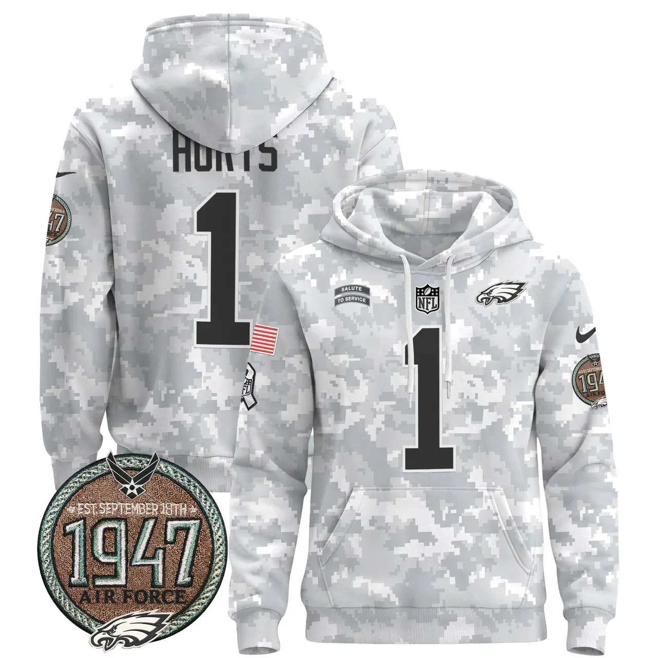 Saquon Barkley Philadelphia Eagles Nike 2024 Salute to Service Establishment Year Patch Pullover Hoodie - White - Image 30
