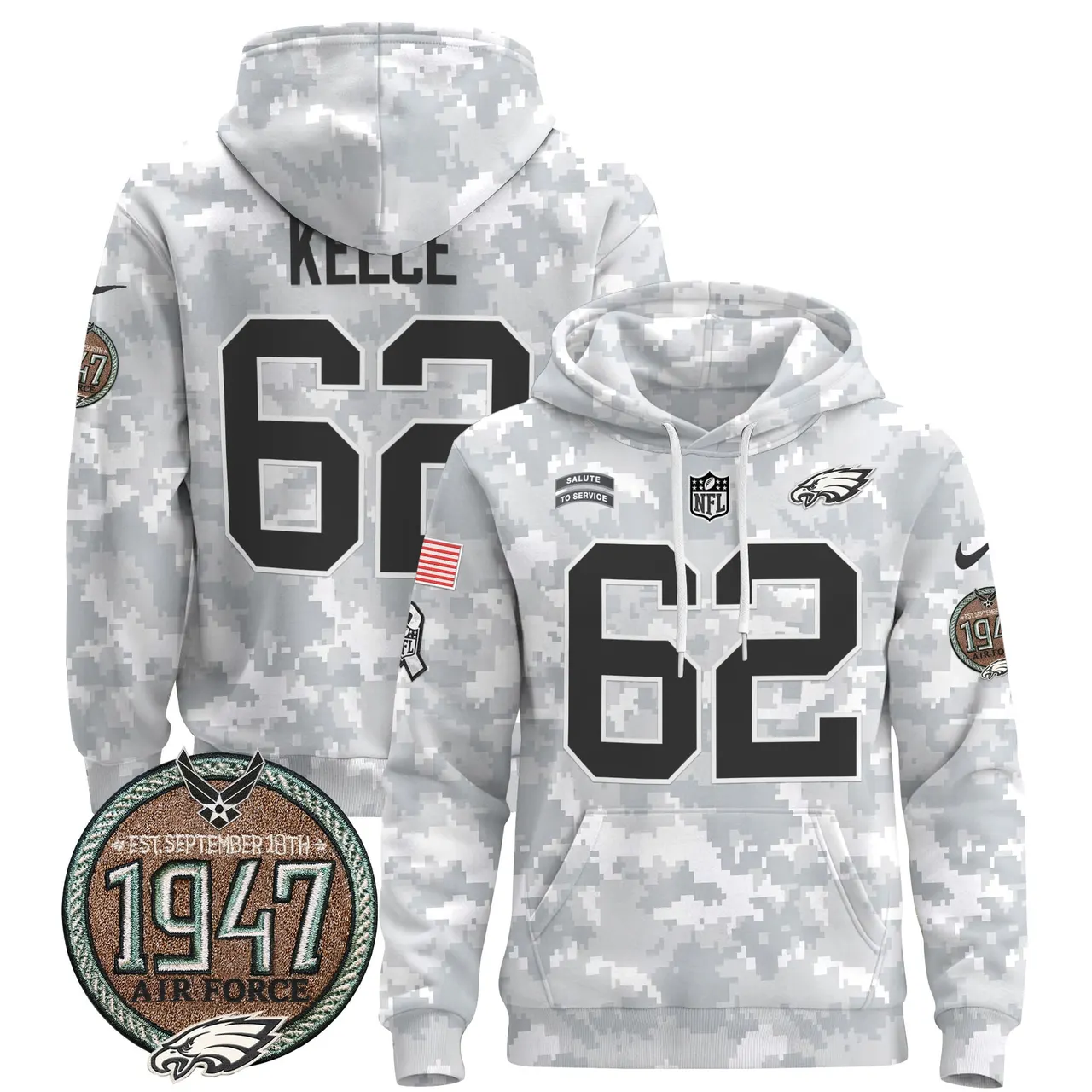 Saquon Barkley Philadelphia Eagles Nike 2024 Salute to Service Establishment Year Patch Pullover Hoodie - White - Image 31